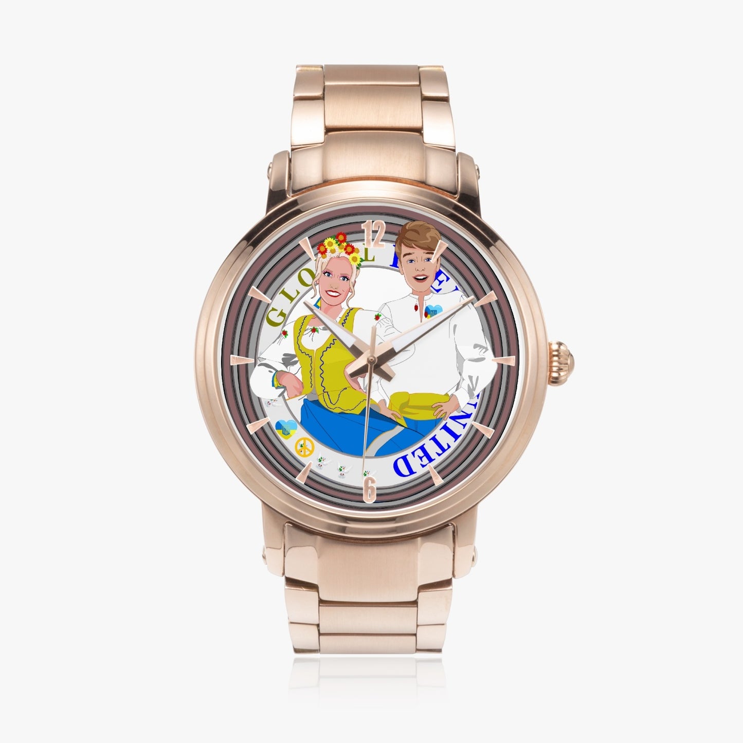 GLOBAL FREEDOM UNITED© Couple Ukrain New Steel Strap Automatic Watch (With Indicators)