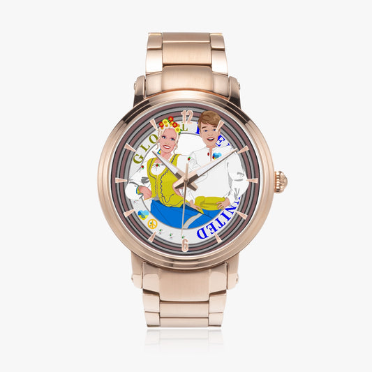 GLOBAL FREEDOM UNITED© Couple Ukrain New Steel Strap Automatic Watch (With Indicators)