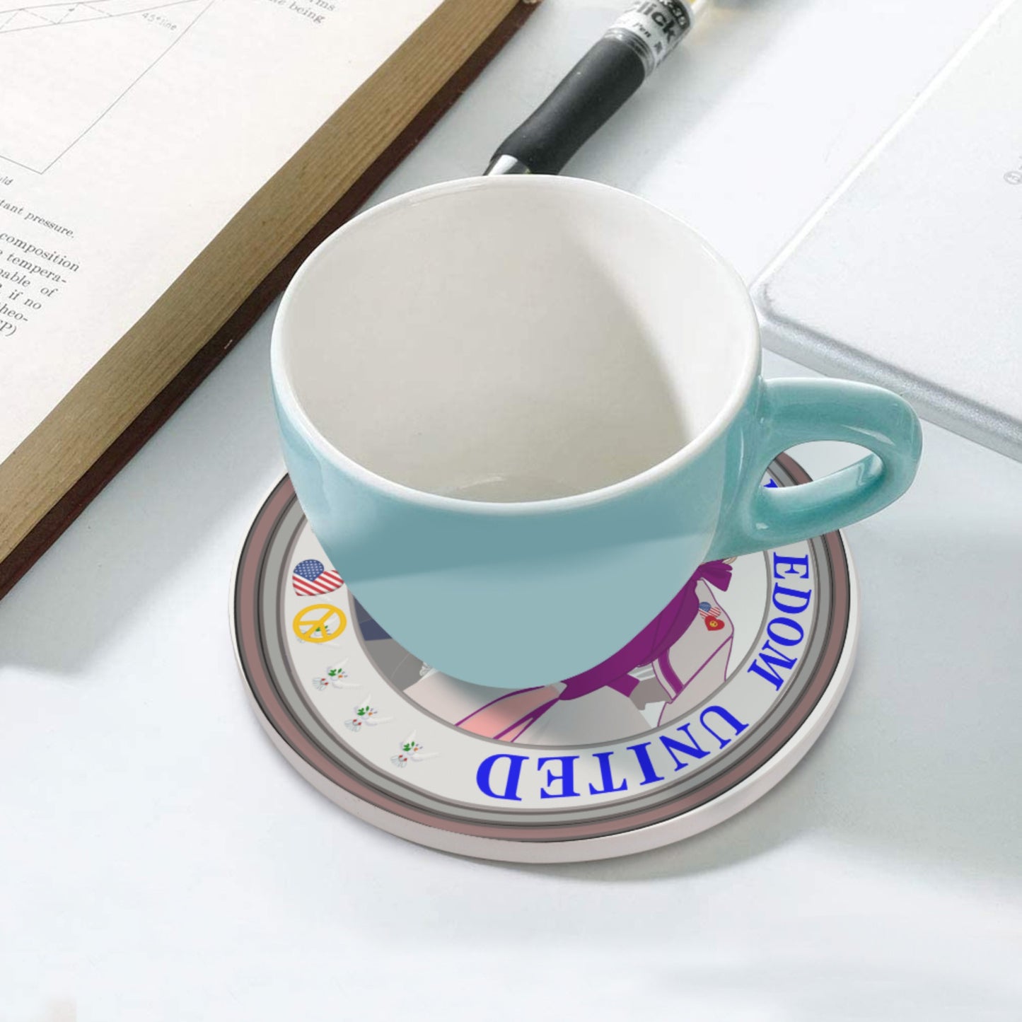 Ceramic Coasters GLOBAL FREEDOM UNITED© Couple USA Traditional