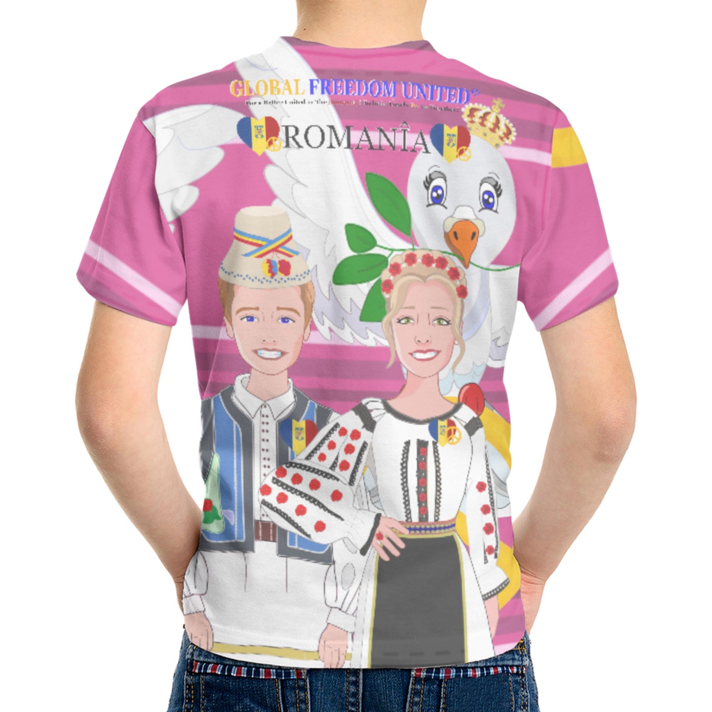 Kid´s T-shirt GLOBAL FREEDOM UNITED© Couple Romania Pink2