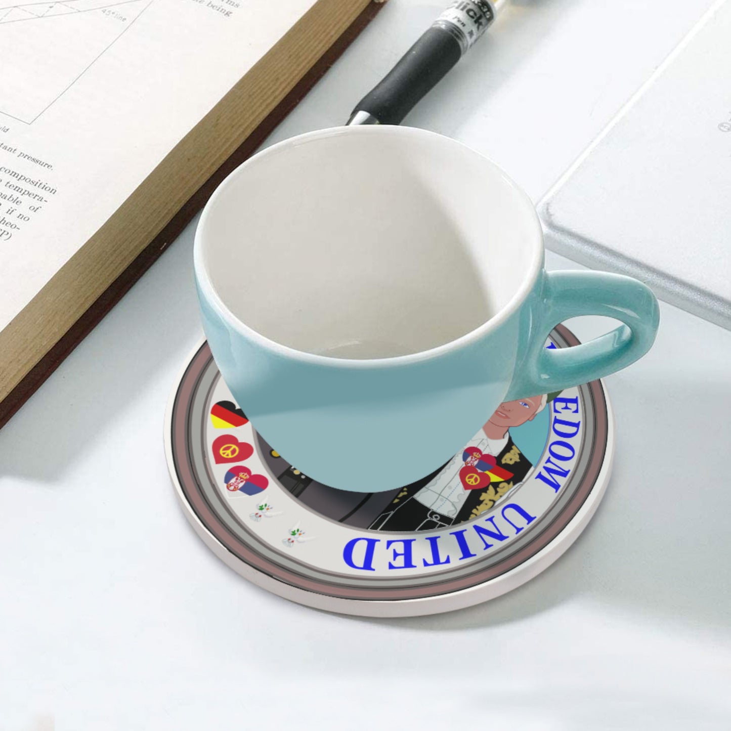 Ceramic Coasters GLOBAL FREEDOM UNITED© Men Serbia & Germany V1
