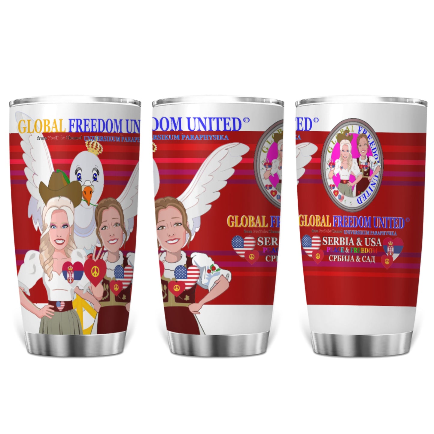 Tumbler GLOBAL FREEDOM UNITED© Women Serbia & USA Red