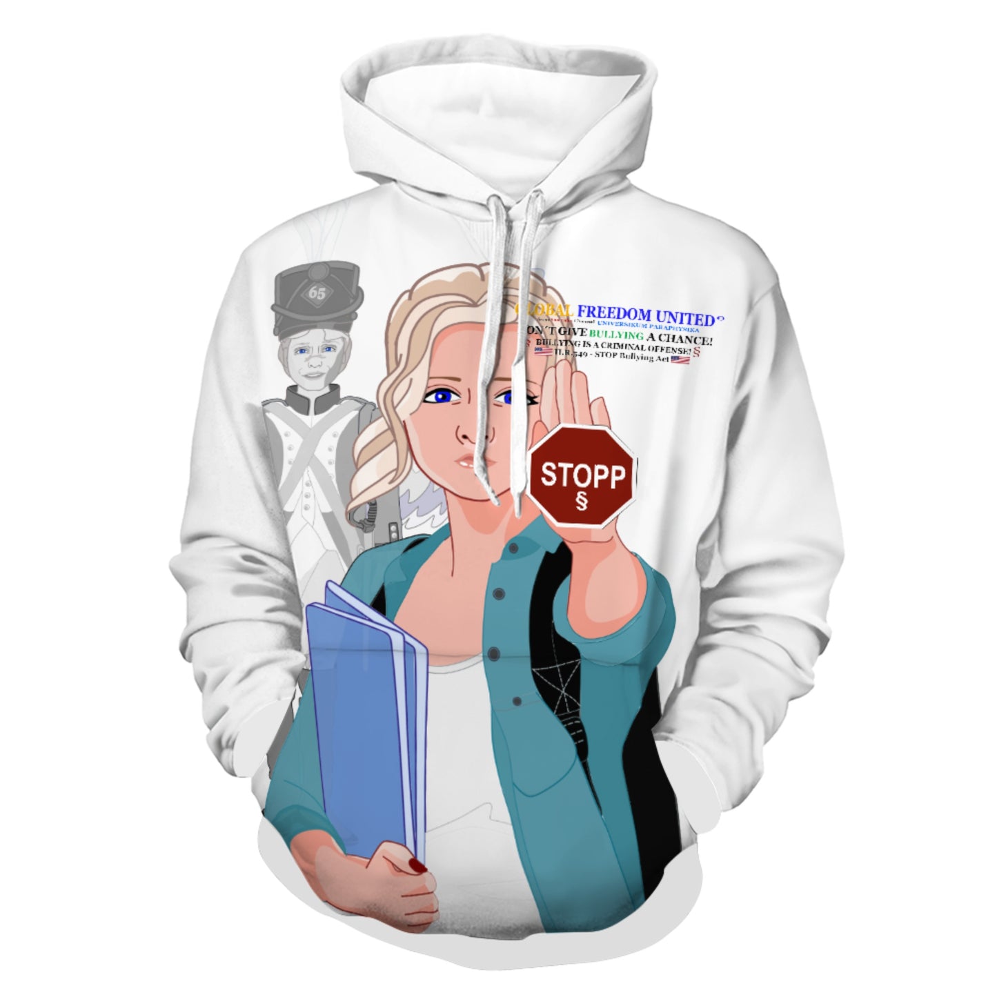 HoodieGLOBAL FREEDOM UNITED©  Anti Bullying  Women Wight USA