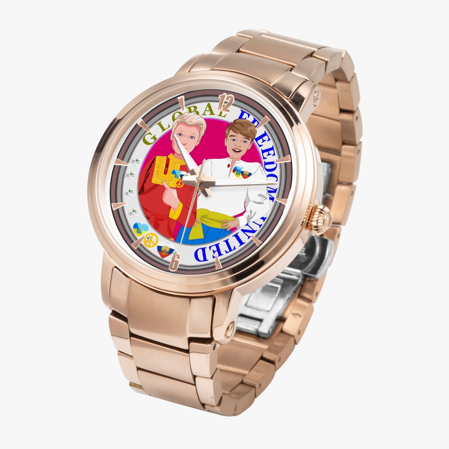 GLOBAL FREEDOM UNITED© New Steel Strap Automatic Watch (With Indicators) Men Russia & Ukrain