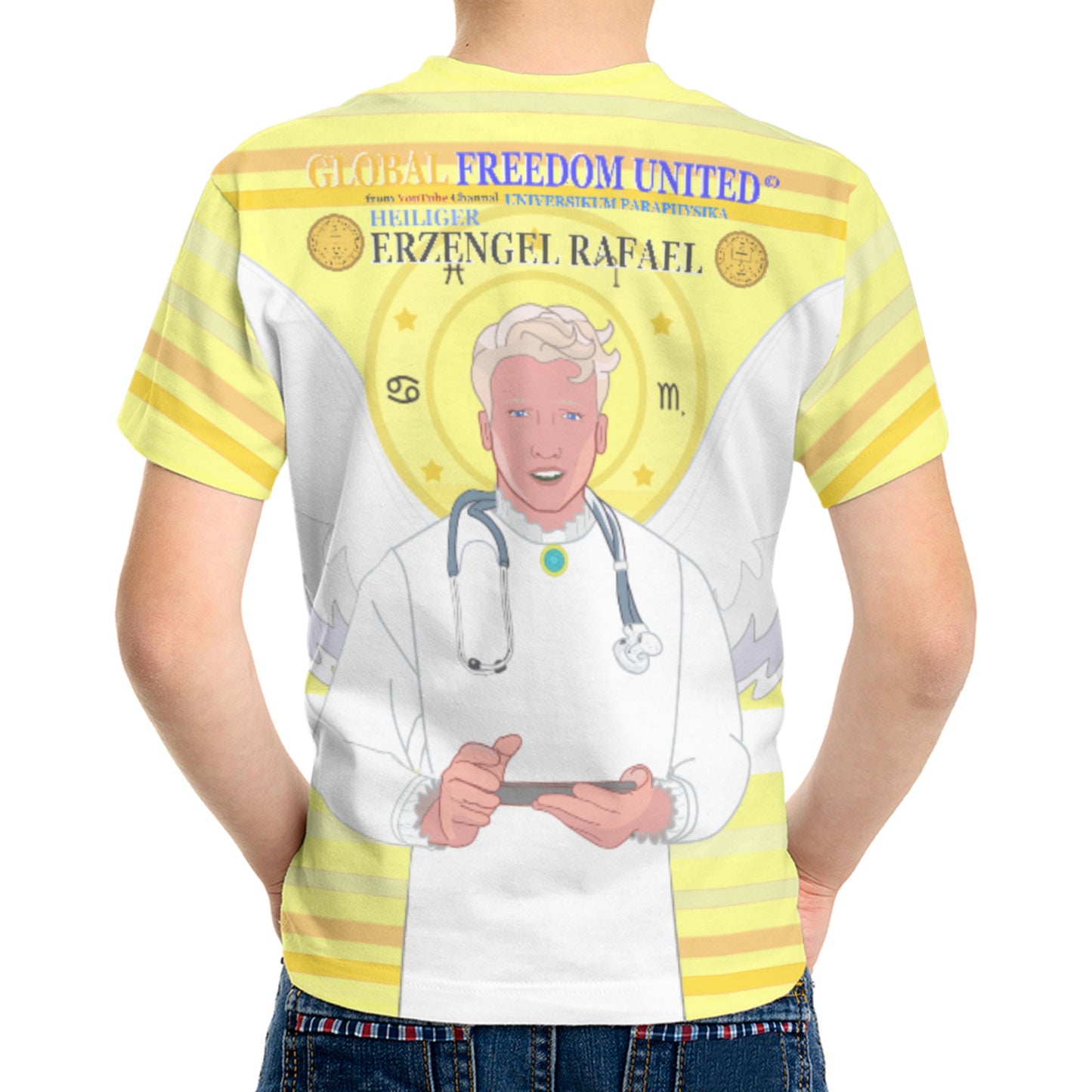 Kid´s T-shirt GLOBAL FREEDOM UNITED© Archangel Rafael German Yellow