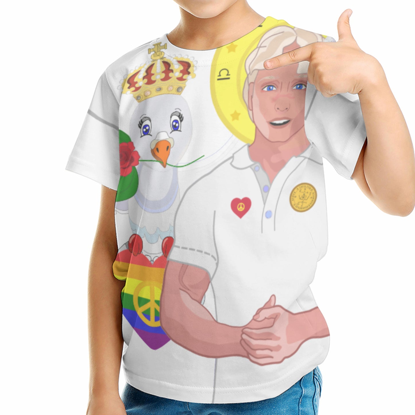 Men´s T-shirt Global Freedom United Archangel Michael Wight Dove Of Peace Arabic