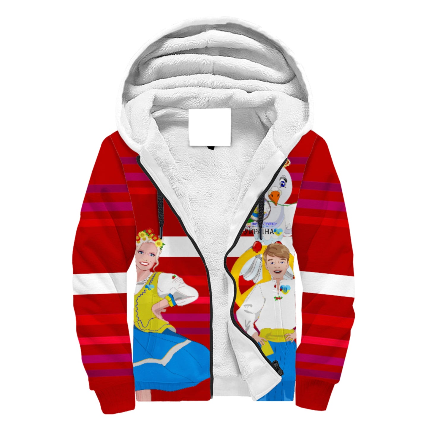 Plush Hoodie GLOBAL FREEDOM UNITED© Couple Ukrain Red