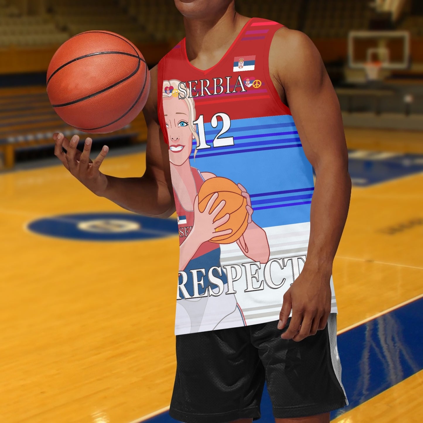 Basketball Jersey GLOBAL FREEDOM UNITED COUPLE EDITION WOMEN SERBIA v1 12