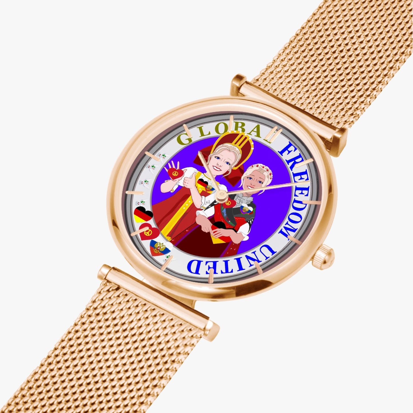 GLOBAL FREEDOM UNITED© New Stylish Ultra-Thin Quartz Watch (With Indicators) Women Russia & Germany