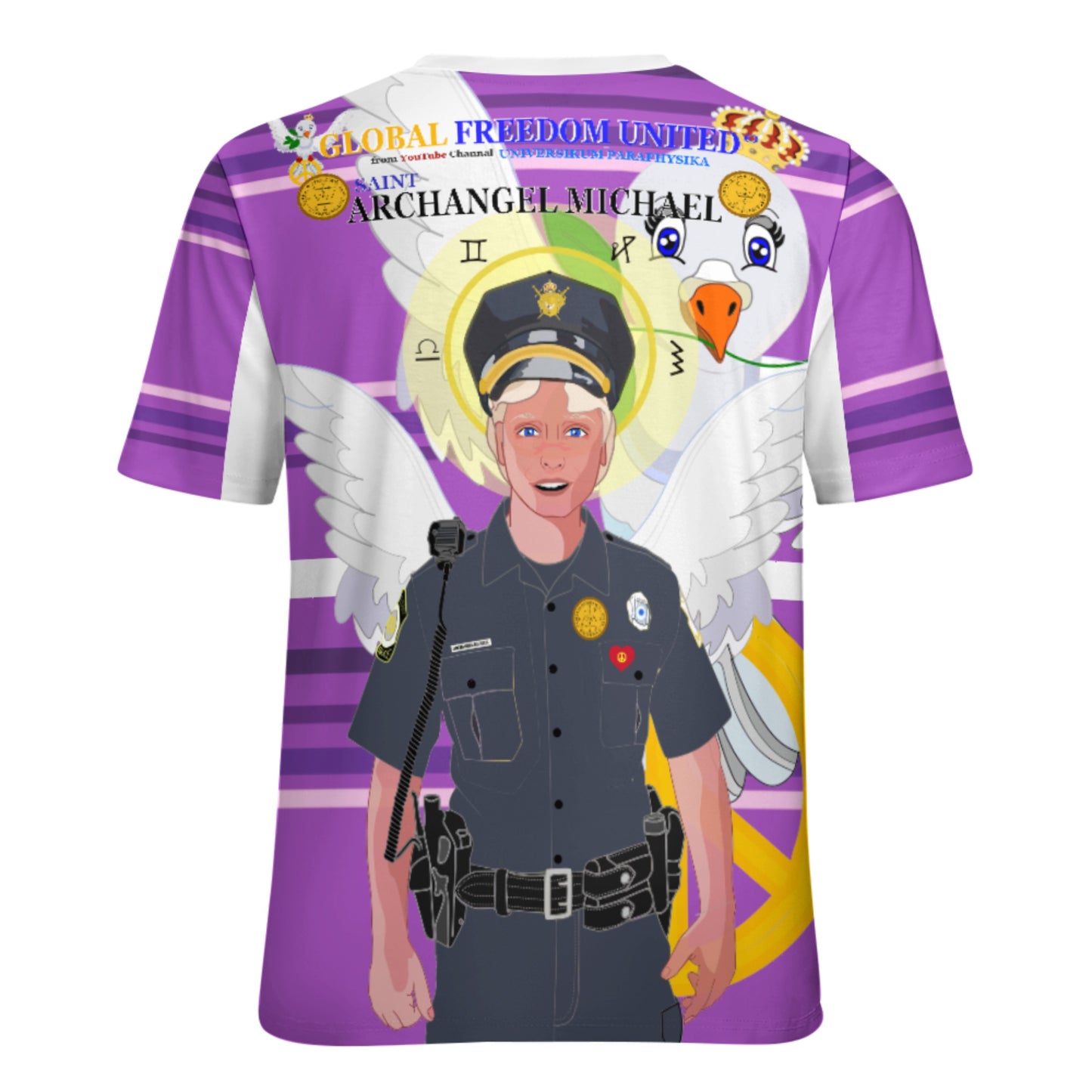 Women´s T-shirt 2 GLOBAL FREEDOM UNITED© Archangel Michael As Policemen Lilac