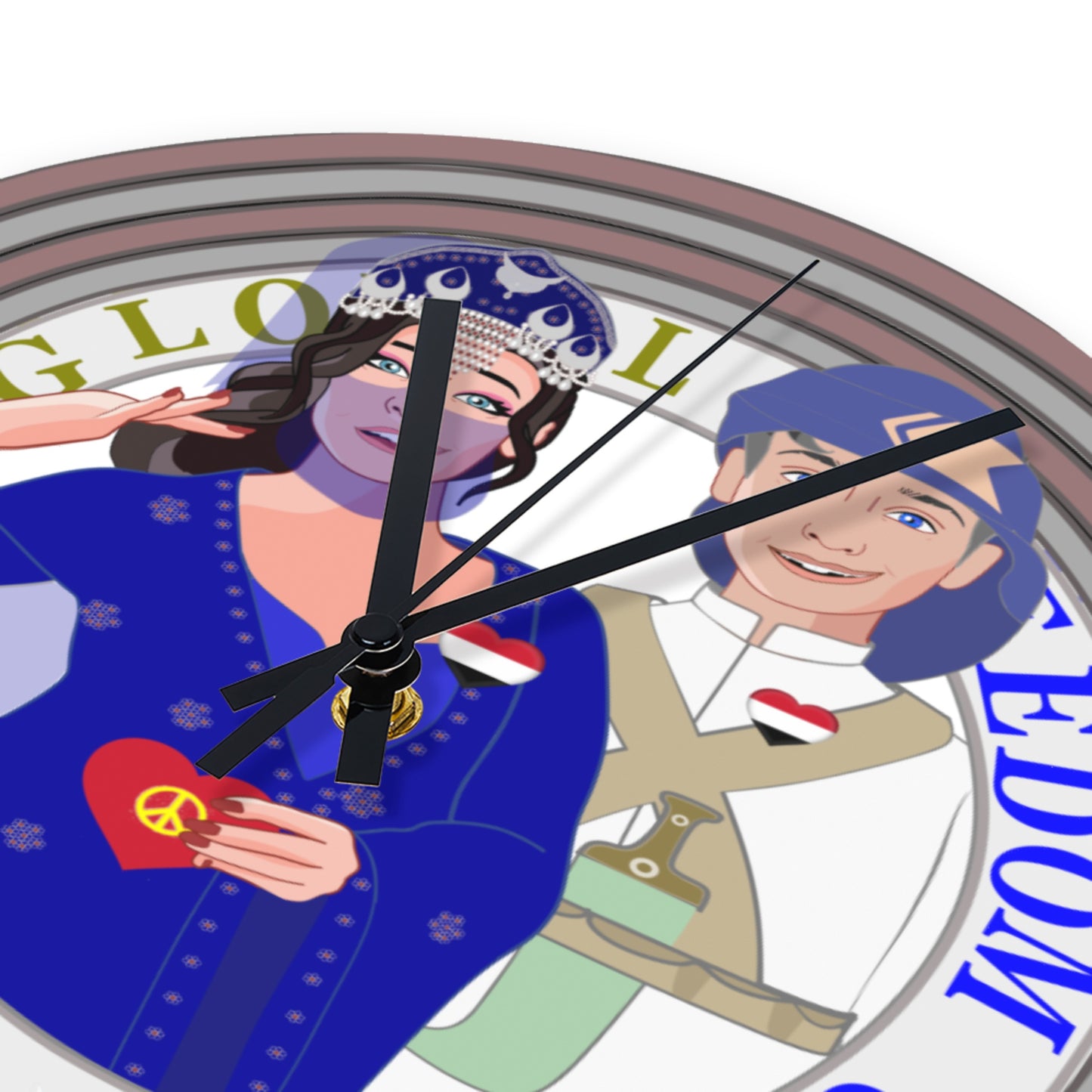 Wooden Wall Clock Without Scale GLOBAL FREEDOM UNITED© Couple Yemen