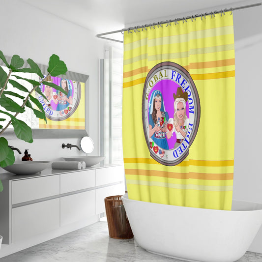 Quick-drying Shower Curtain GLOBAL FREEDOM UNITED© Women Afghanistan & USA Yellow