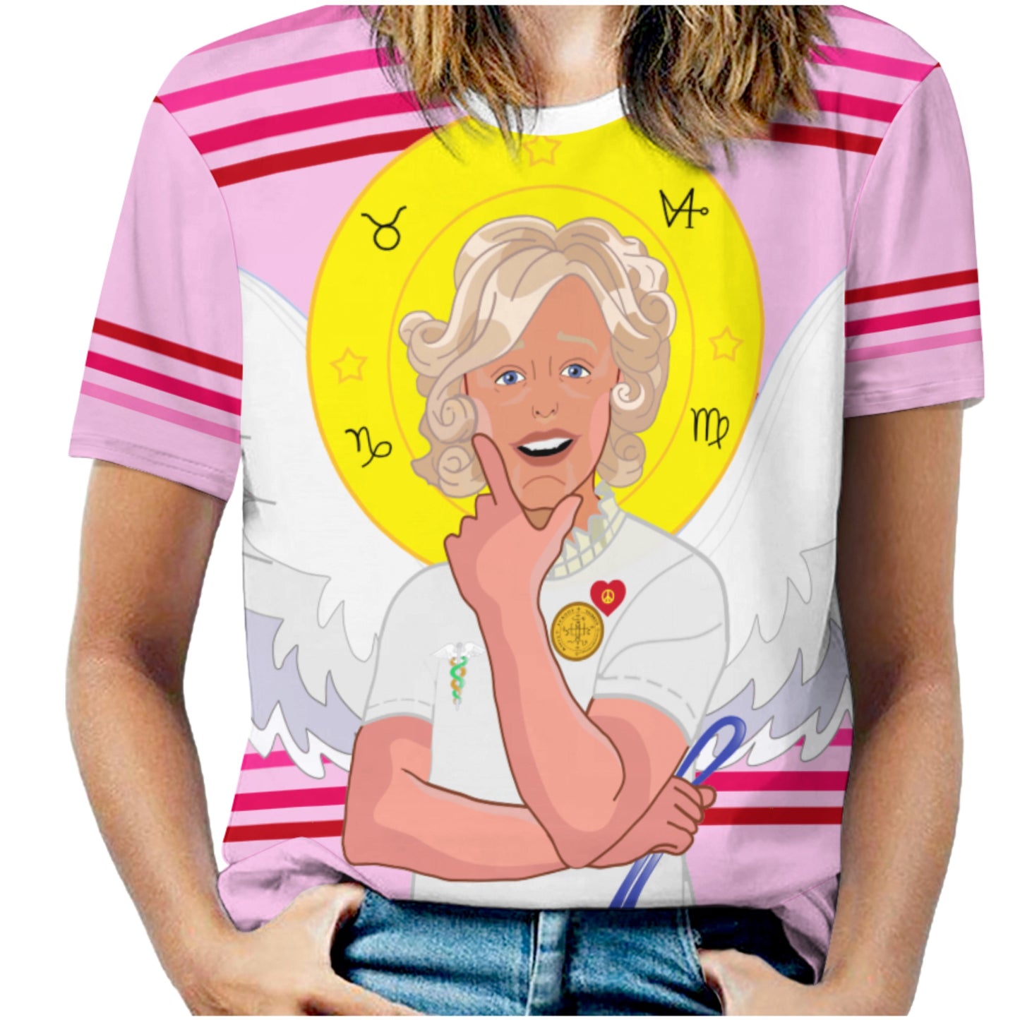 Women´s T-shirt 2 GLOBAL FREEDOM UNITED© Archangel Gabriel Croatia Pink1