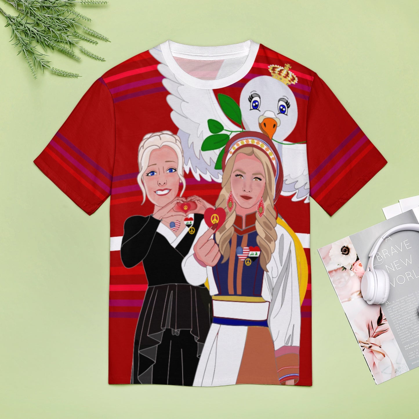 Women´s T-Shirt 3 GLOBAL FREEDOM UNITED© Women Iraq & USA Red