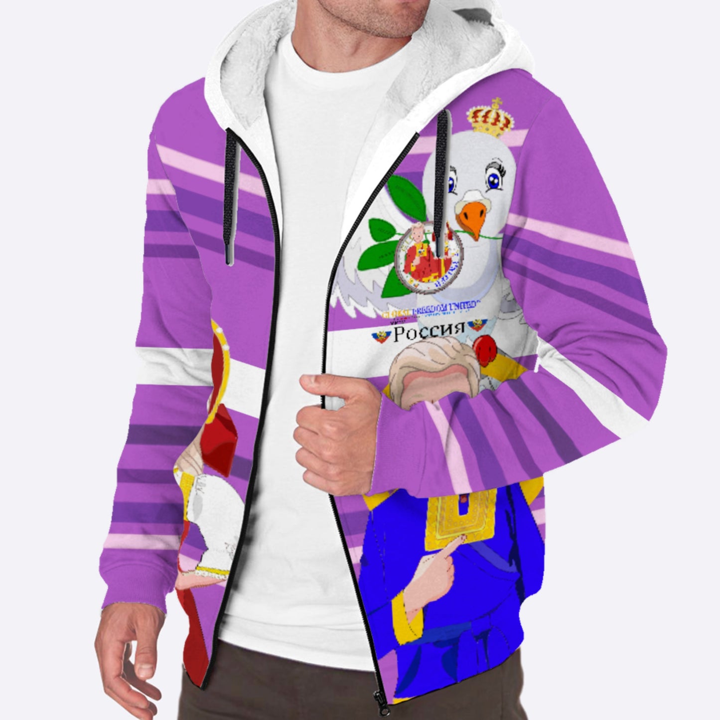 Plush Hoodie GLOBAL FREEDOM UNITED© Couple Russia Lilac