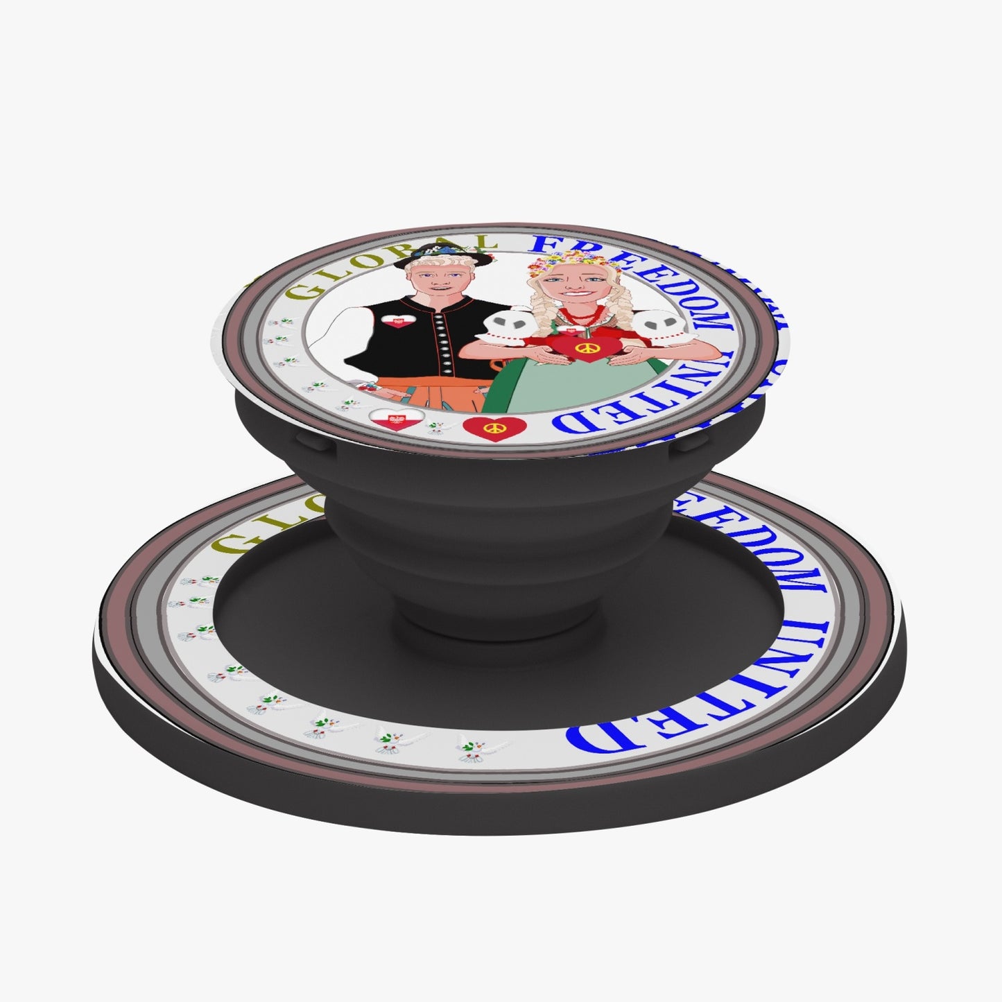 GLOBAL FREEDOM UNITED© Couple Poland Magnetic Collapsible Grip And Stand