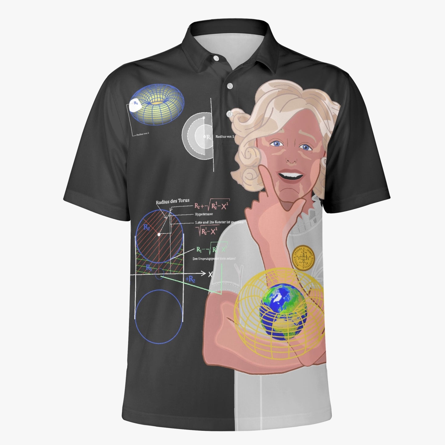 Holly Geometry Torus Code GLOBAL FREEDOM UNITED© Handmade AOP Men Polo Shirt