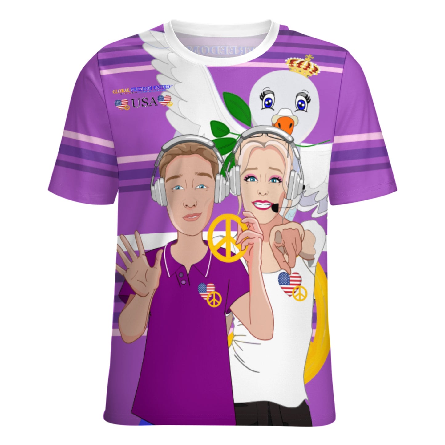 Women´s T-shirt 2 GLOBAL FREEDOM UNITED© Couple USA Wight American  Lilac