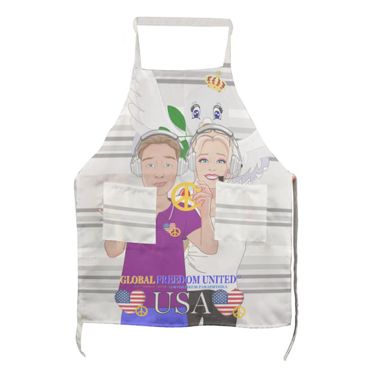 Apron GLOBAL FREEDOM UNITED© Couple USA Wight American Grey