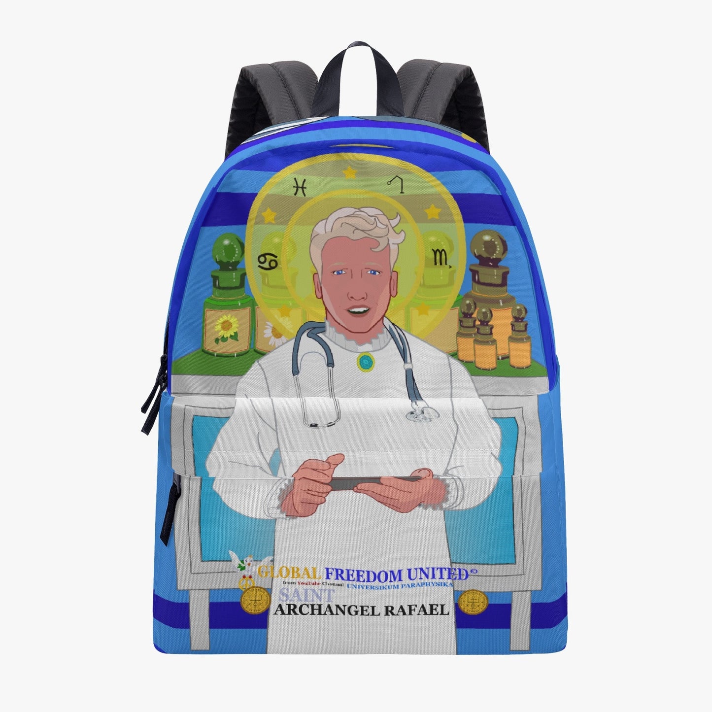 GLOBAL FREEDOM UNITED© Archangel Rafael as Doc English Deep Blue - All-over-print Canvas Backpack
