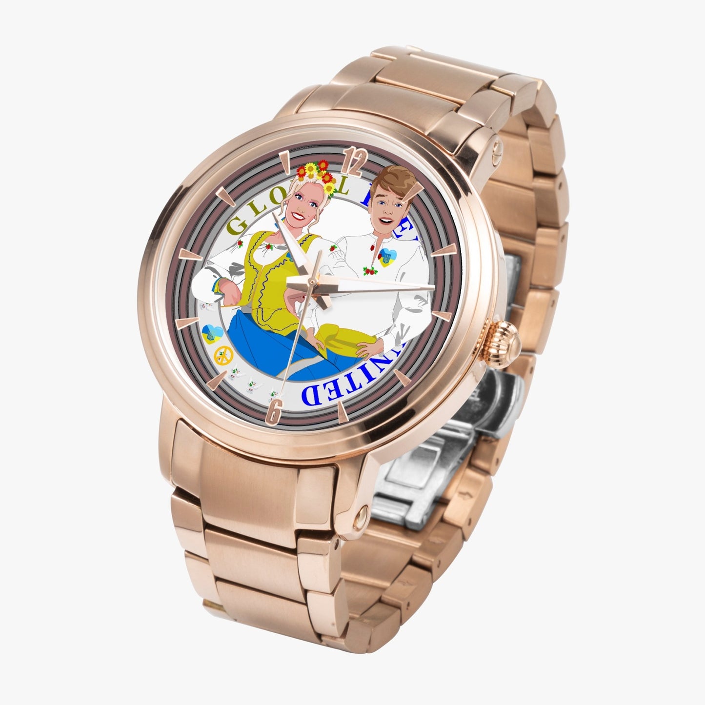 GLOBAL FREEDOM UNITED© Couple Ukrain New Steel Strap Automatic Watch (With Indicators)