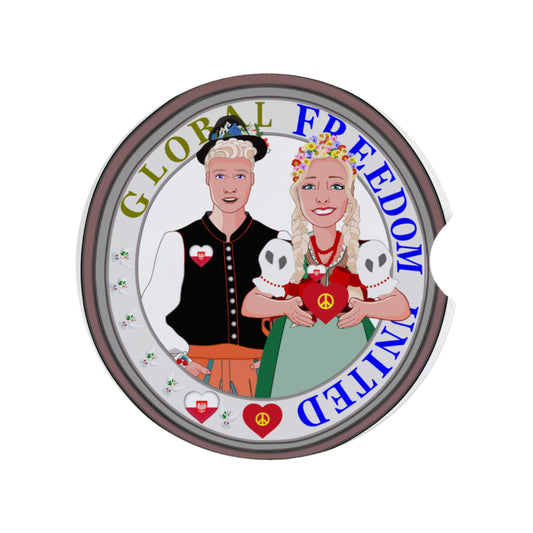 Ceramic Car Coaster GLOBAL FREEDOM UNITED© Couple Poland
