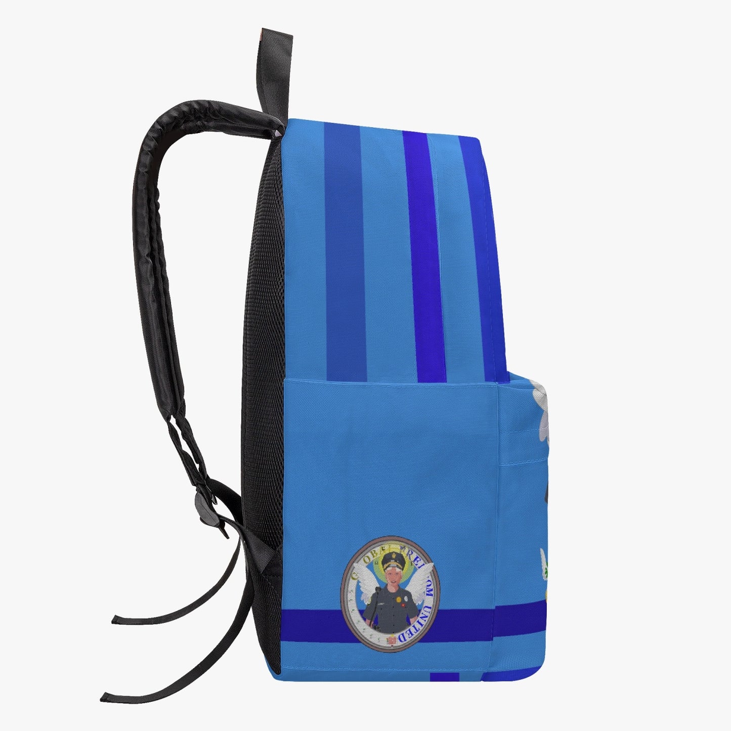 GLOBAL FREEDOM UNITED© Archangel Michael as Policemen English Deep Blue - All-over-print Canvas Backpack