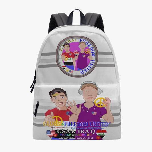GLOBAL FREEDOM UNITED MEN IRAQ & USA OLD PEACE GREY All-over-print Canvas Backpack