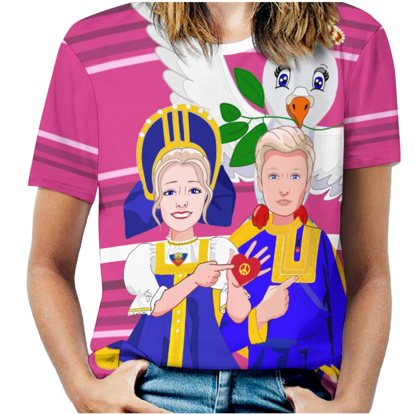 Women´s T-shirt GLOBAL FREEDOM UNITED© Couple Russia Pink2