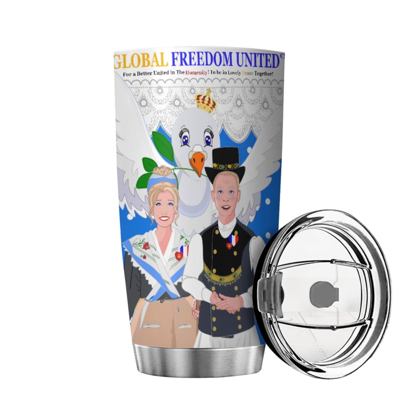 Tumbler GLOBAL FREEDOM UNITED© Couple French Deep Blue