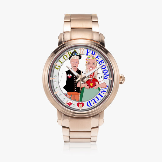 GLOBAL FREEDOM UNITED© Couple Poland New Steel Strap Automatic Watch (With Indicators)