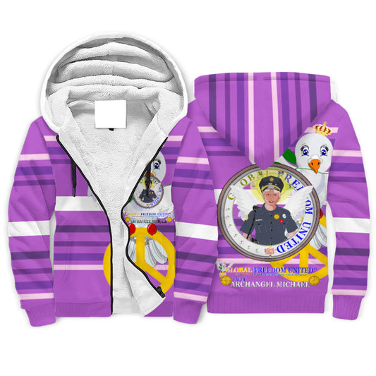 Plush Hoodie GLOBAL FREEDOM UNITED© Archangel Michael As Policemen Lilac