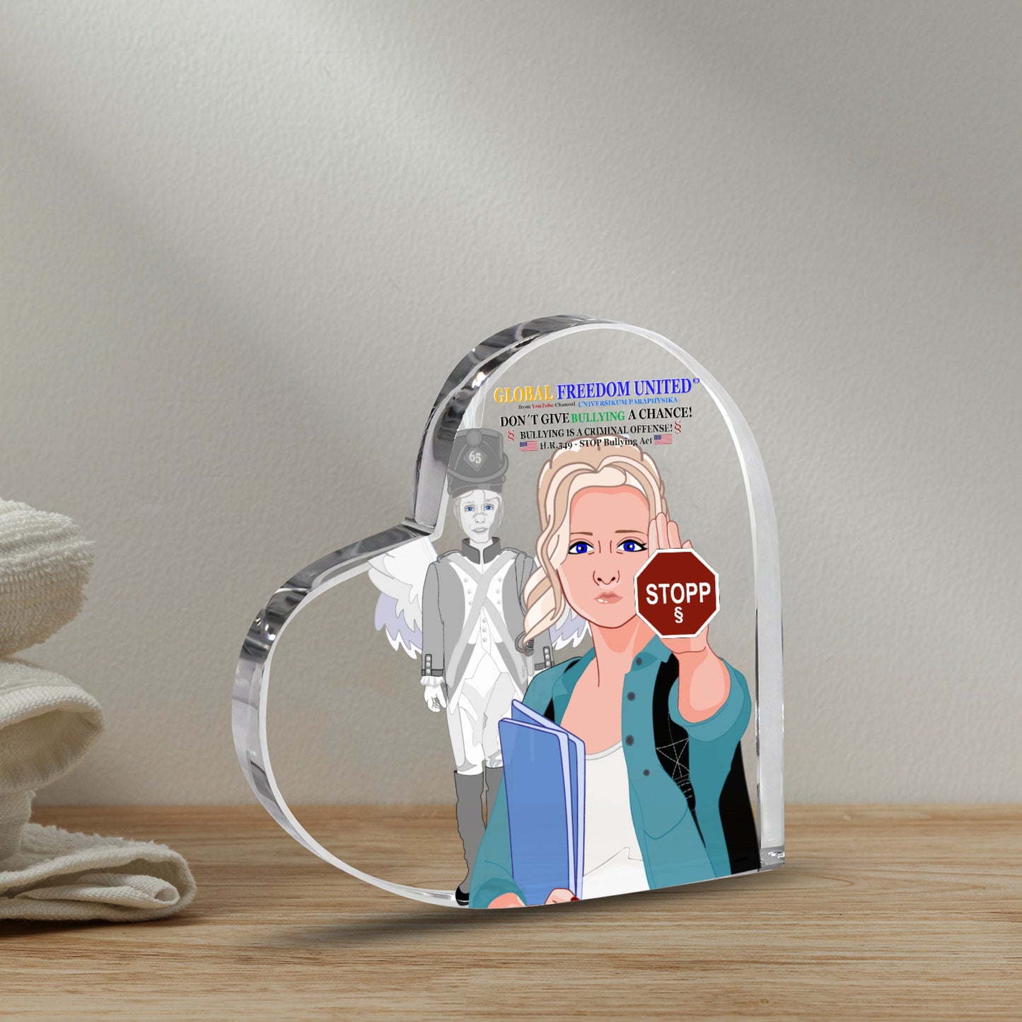 Acryl Heart GLOBAL FREEDOM UNITED© Anti Bullying Women USA