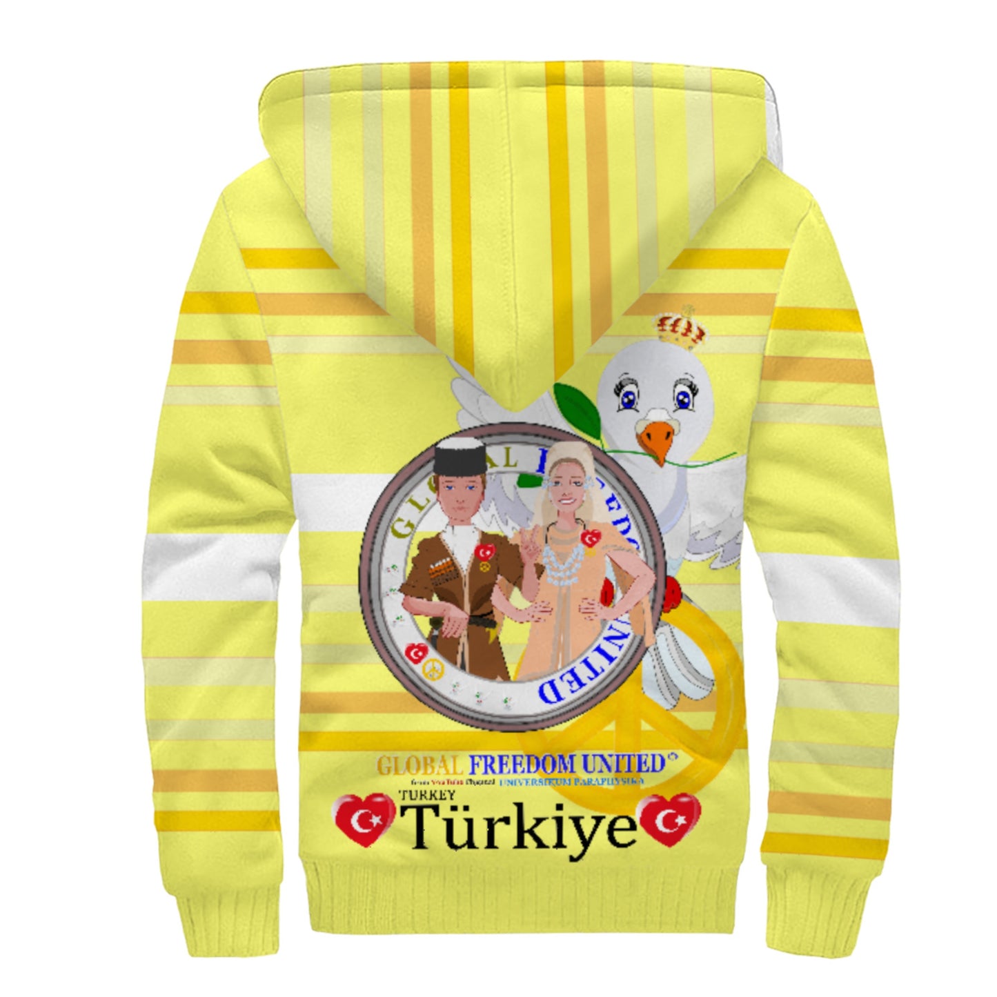 Plush Hoodie GLOBAL FREEDOM UNITED© Couple Turkey Yellow