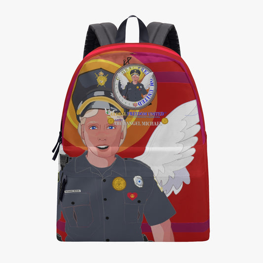 All-over-print Canvas Backpack GLOBAL FREEDOM UNITED© Archangel Michael Policemen Red