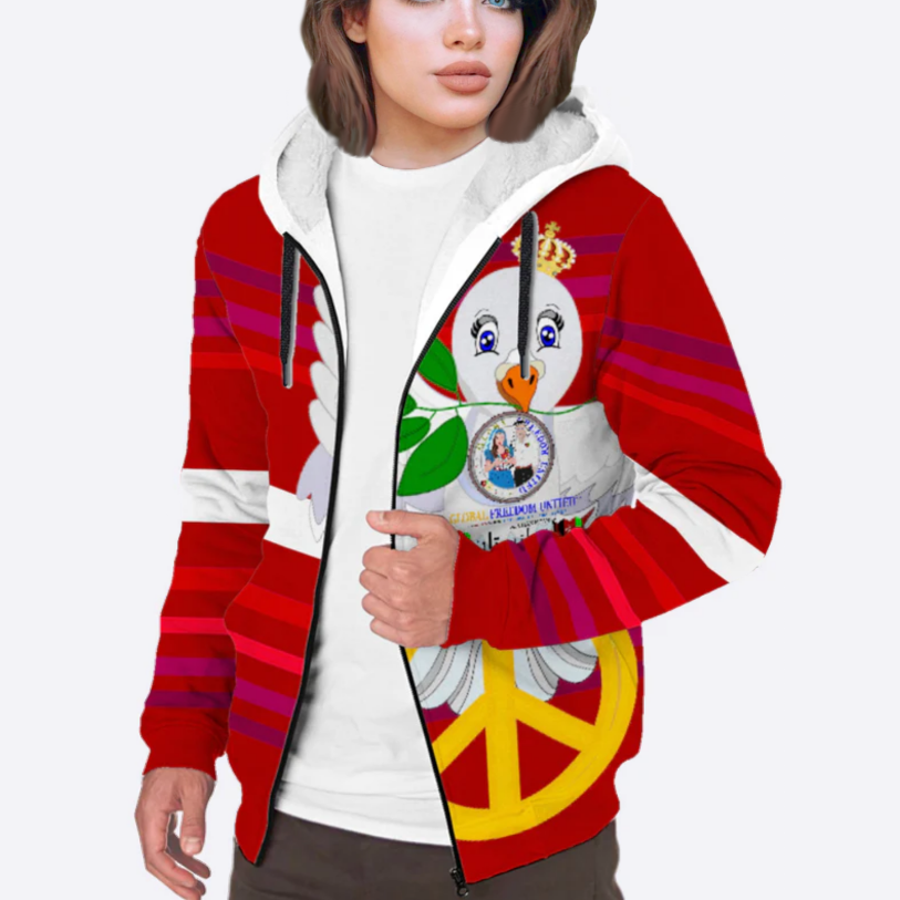 Plush Hoodie GLOBAL FREEDOM UNITED© Couple Afghanistan Red