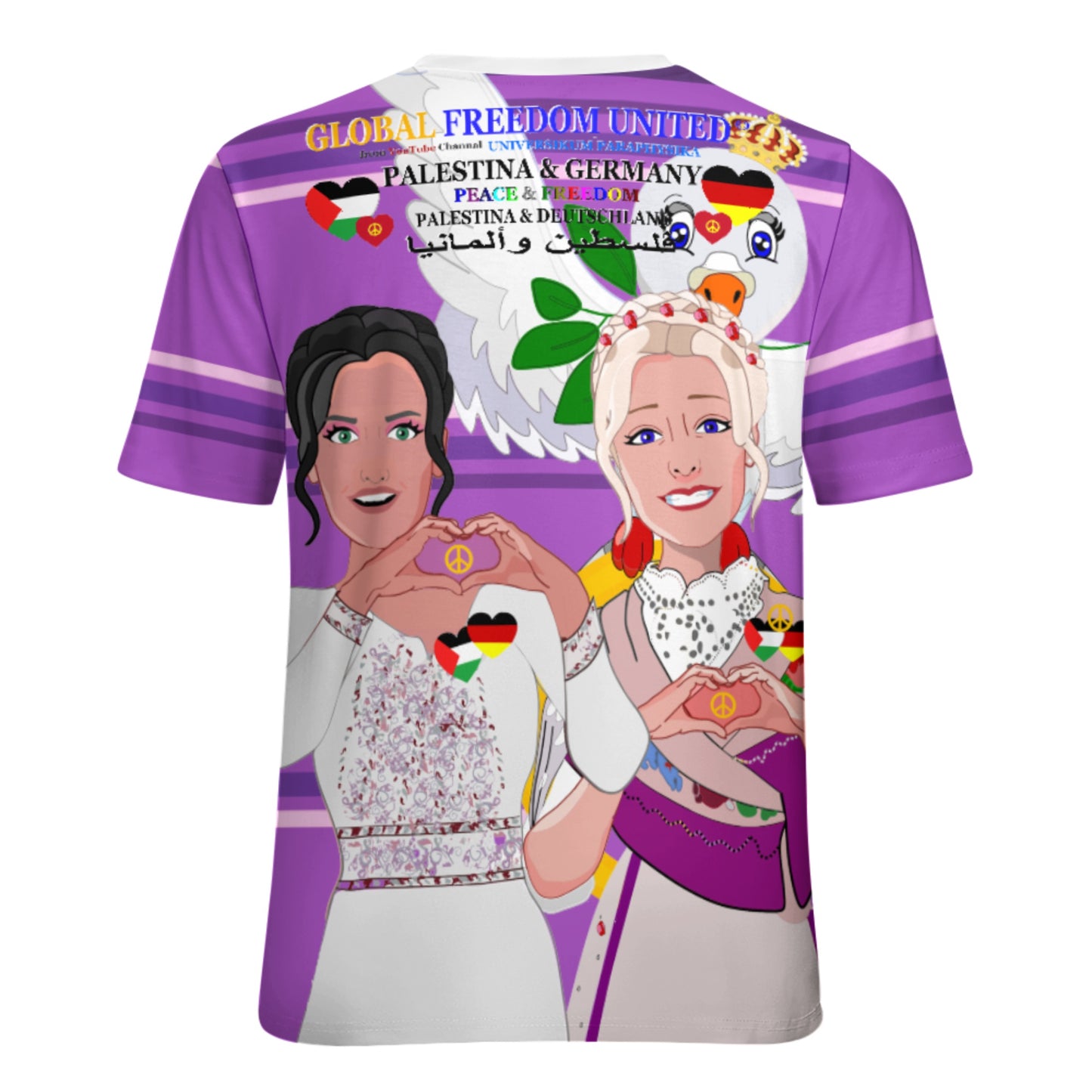 Women´s T-shirt 2 GLOBAL FREEDOM UNITED© Women Palestina & Germany Lilac