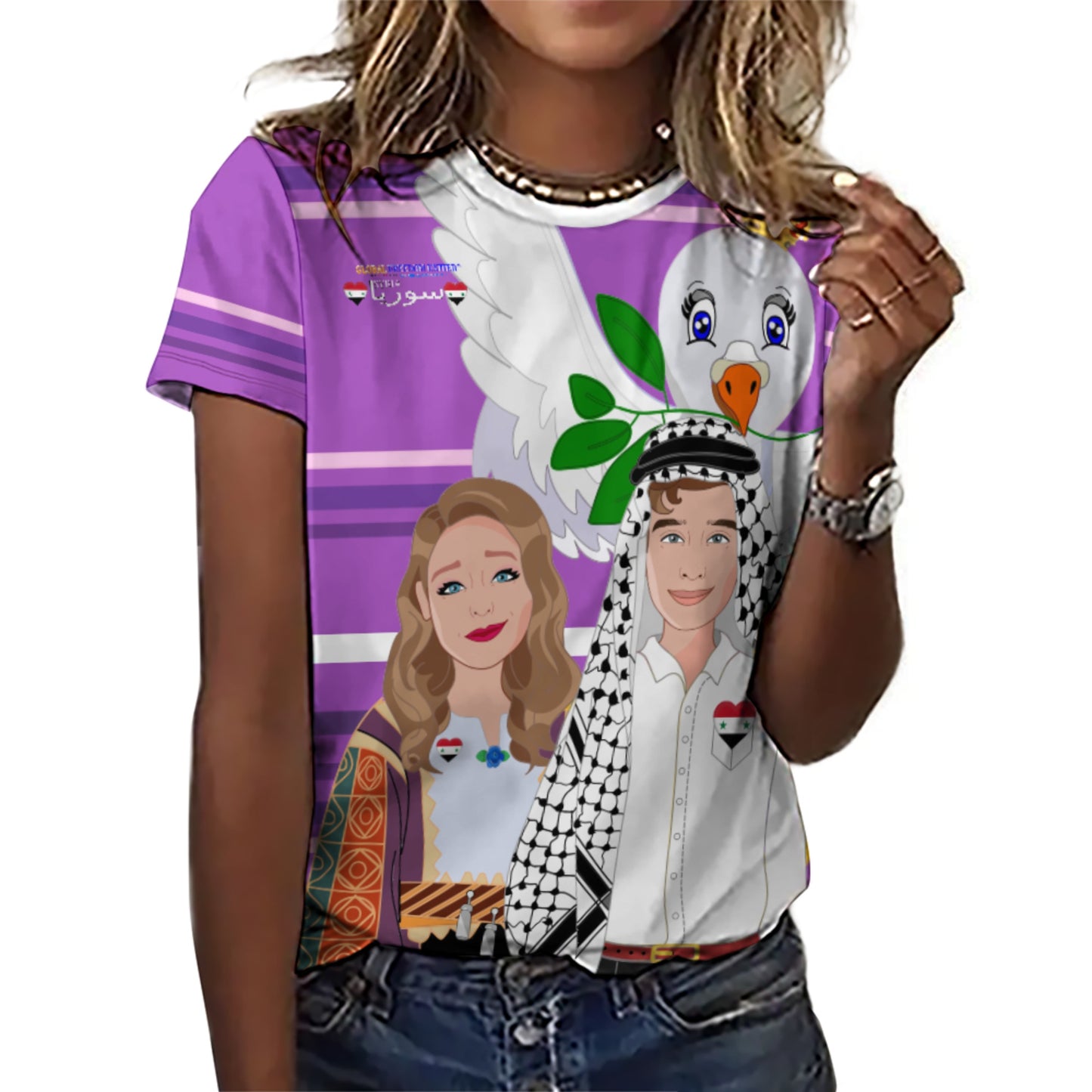 Women´s T-shirt  GLOBAL FREEDOM UNITED© Couple Syria Lilac