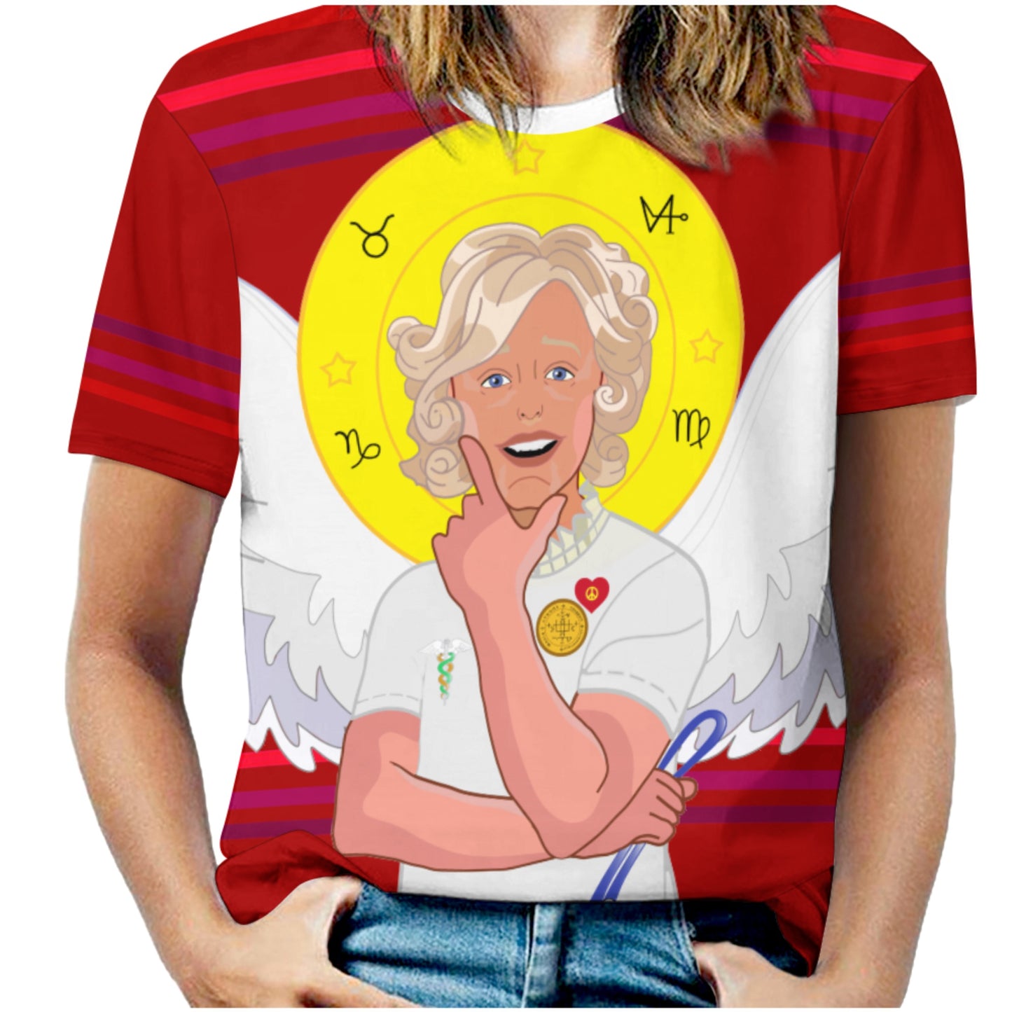 Women´s T-shirt 2 GLOBAL FREEDOM UNITED© Archangel Gabriel Croatia Red