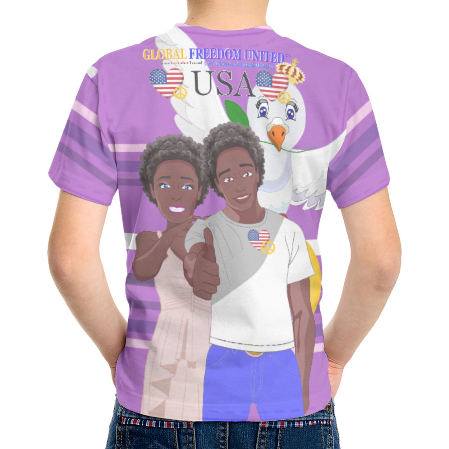 Kit´s T-Shirt GLOBAL FREEDOM UNITED© Couple USA Afro American  Lilac