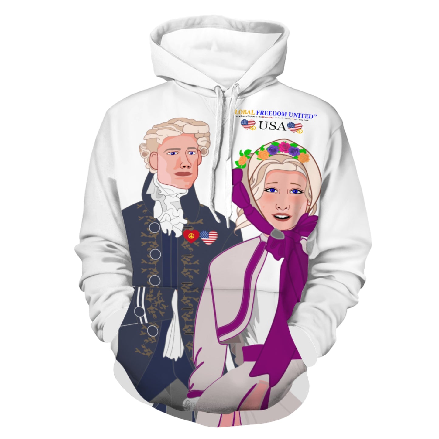 Hoodie Heard GLOBAL FREEDOM UNITED© Couple USA Traditional