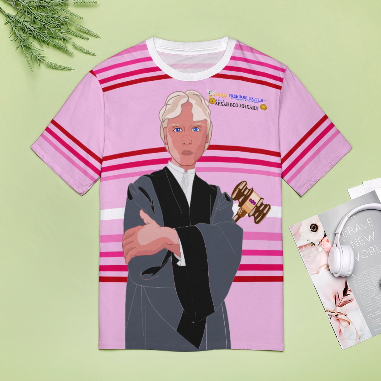 Women´s T-shirt  GLOBAL FREEDOM UNITED© Archangel Michael Serbia V5 Pink1