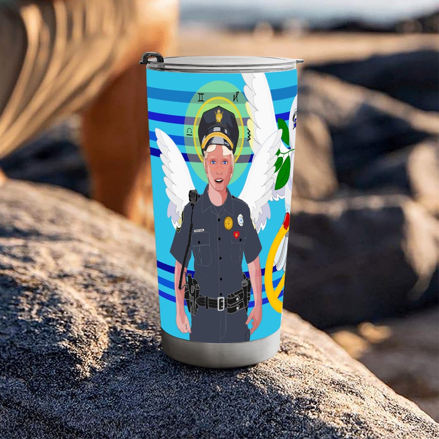 Tumbler GLOBAL FREEDOM UNITED© Archangel Michael Policemen Deep Blue