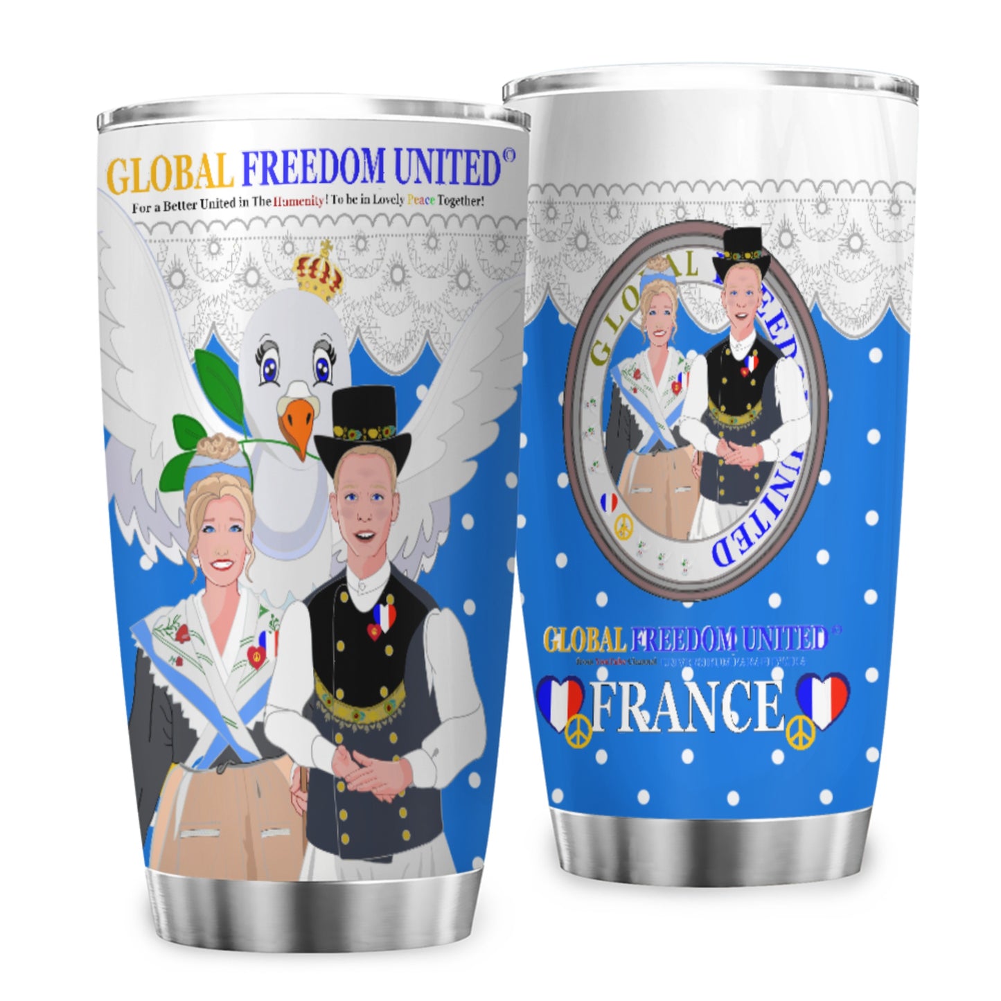 Tumbler GLOBAL FREEDOM UNITED© Couple French Deep Blue