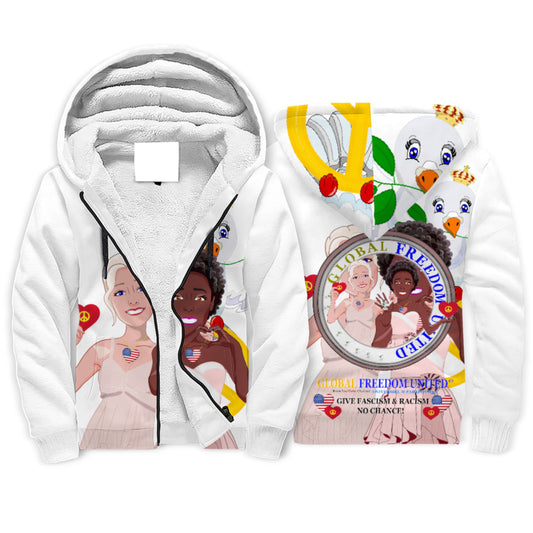 Plush Hoodie GLOBAL FREEDOM UNITED© Women Anti Racism & Fascism USA Big