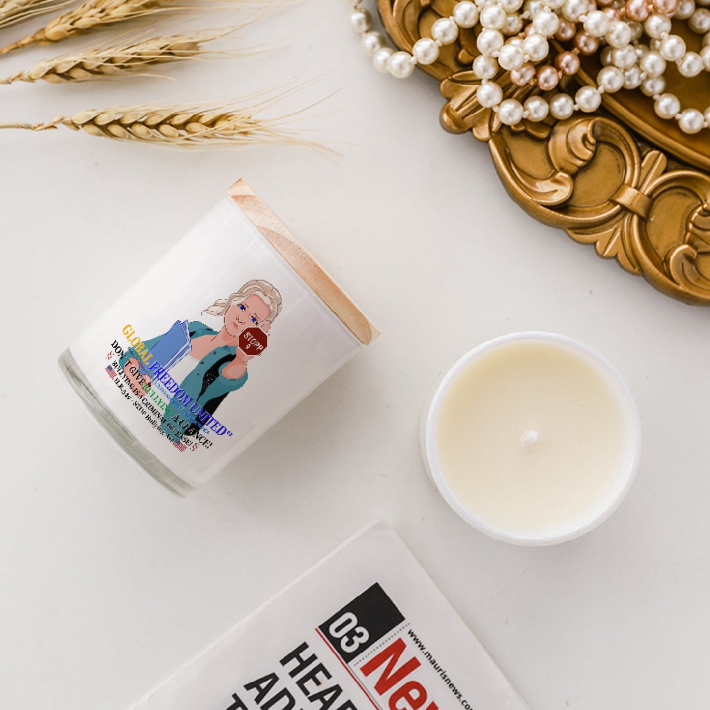 Scented Soy Candle GLOBAL FREEDOM UNITED© Anti Bullying Women USA