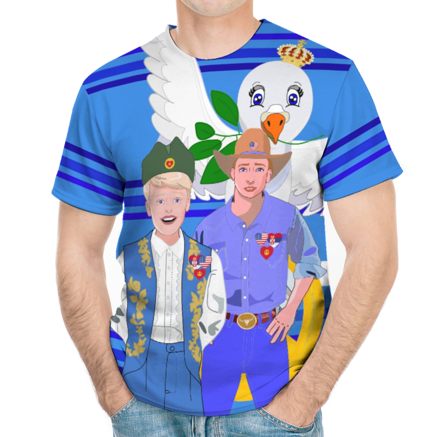 Men´s T-shirt 3 GLOBAL FREEDOM UNITED© Men Serbia & USA Deep Blue