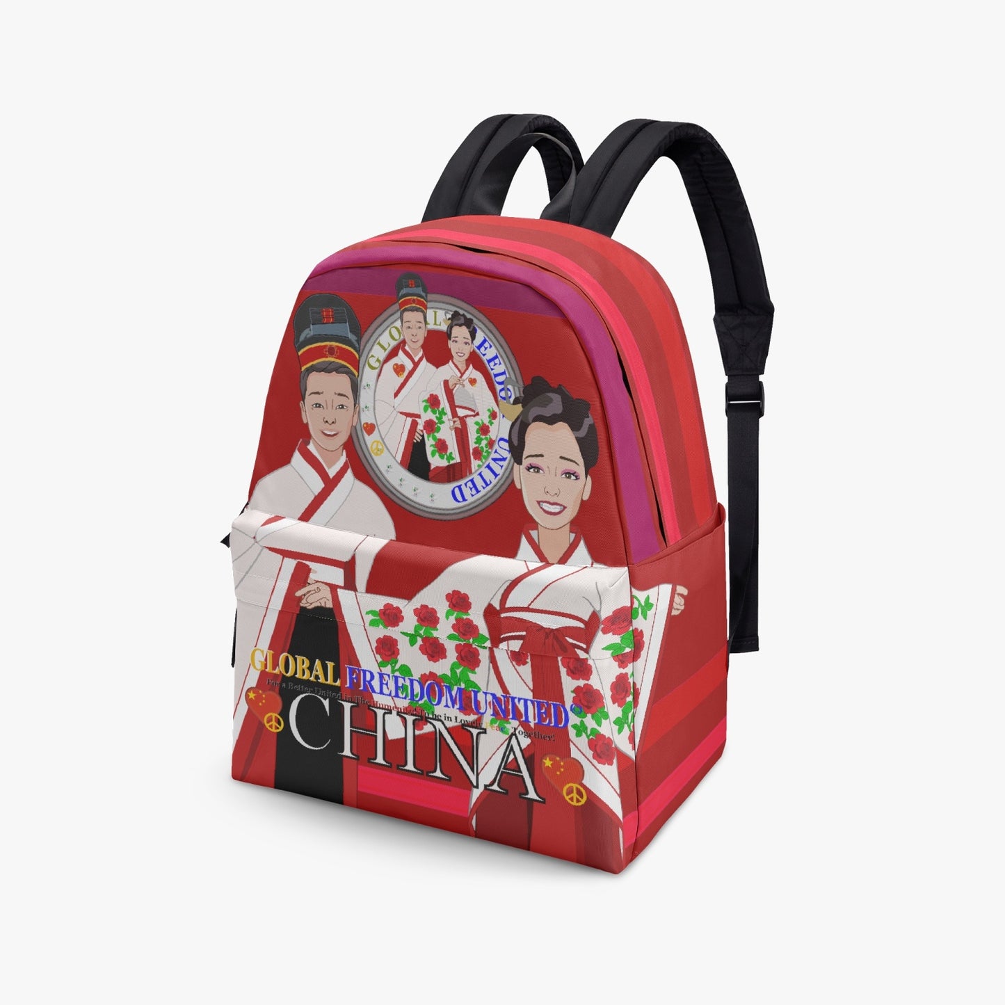 GLOBAL FREEDOM UNITED© Couple China Red - All-over-print Canvas Backpack