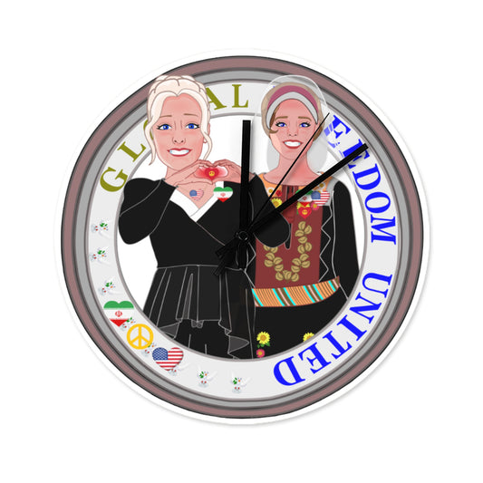 Wooden Wall Clock Without Scale GLOBAL FREEDOM UNITED© Women Iran & USA