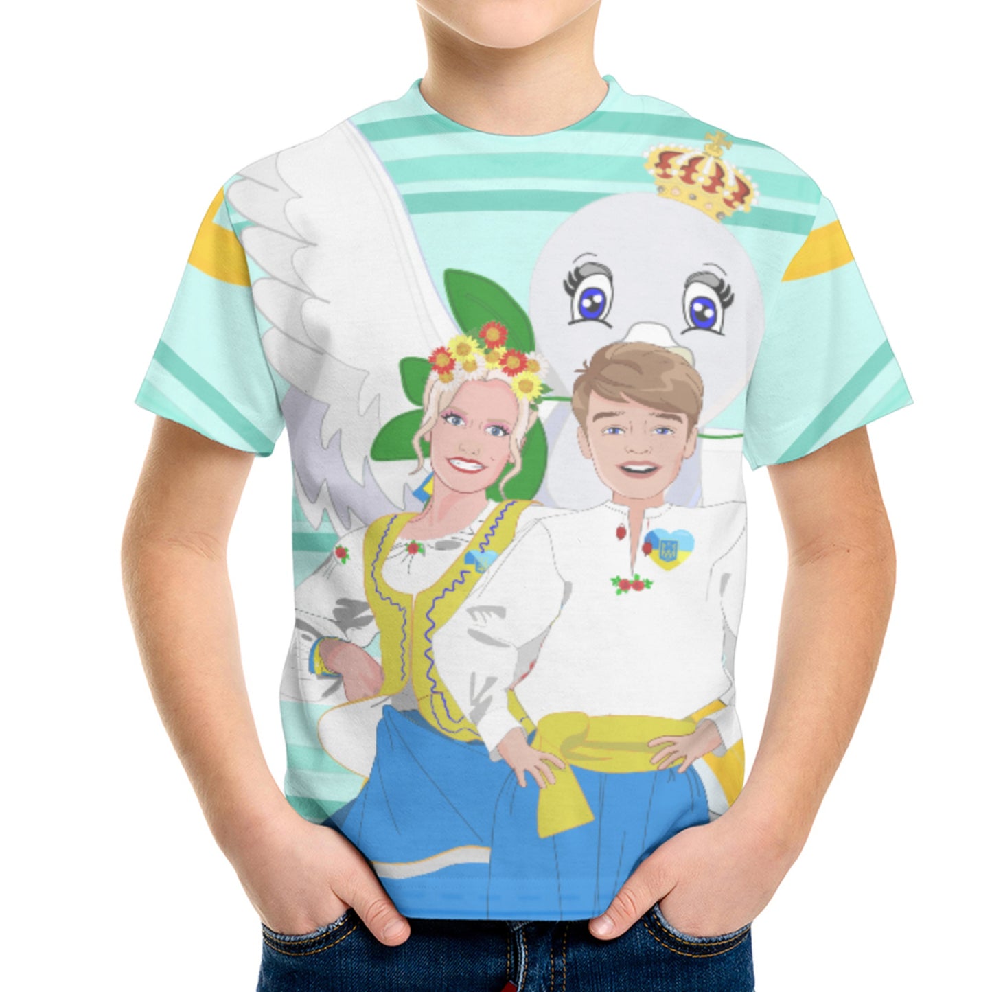 Kid´s T-shirt GLOBAL FREEDOM UNITED© Couple Ukrain Light Green